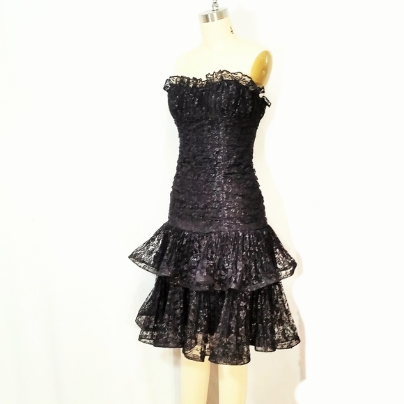 Betsey Johnson Evening Dresses & Skirts - *SOLD****Betsey Johnson Black Lace Strapless Dress